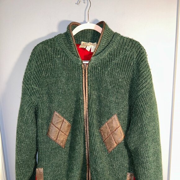 Gucci Chunky Rib Knit Green with Leather Accents Sweater, Men's XL, Vintage - Picture 1 of 12